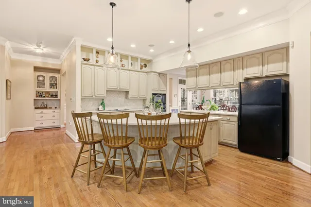 a view of a patio with wooden floor