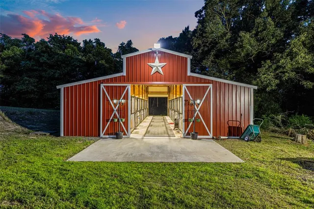 a view of backyard with swimming pool and porch