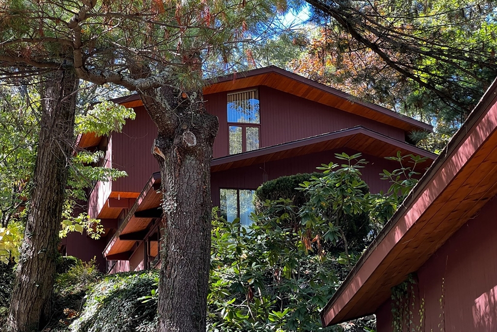 a house with trees in front of it