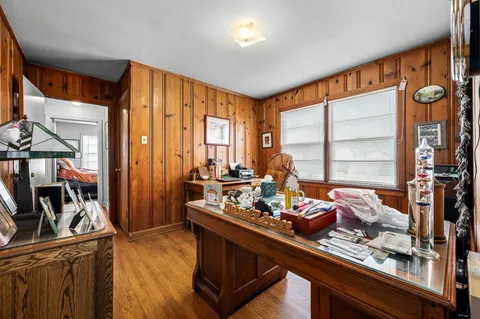 a room with furniture a window and storage