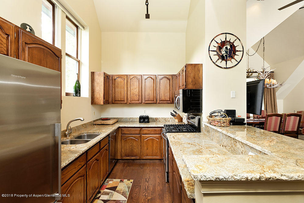 314 West Main Street Aspen, CO 81611 - Photo 4 of 20 a kitchen with stainless steel appliances granite countertop a sink stove and cabinets