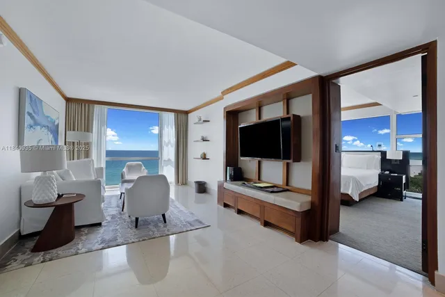 a living room with furniture