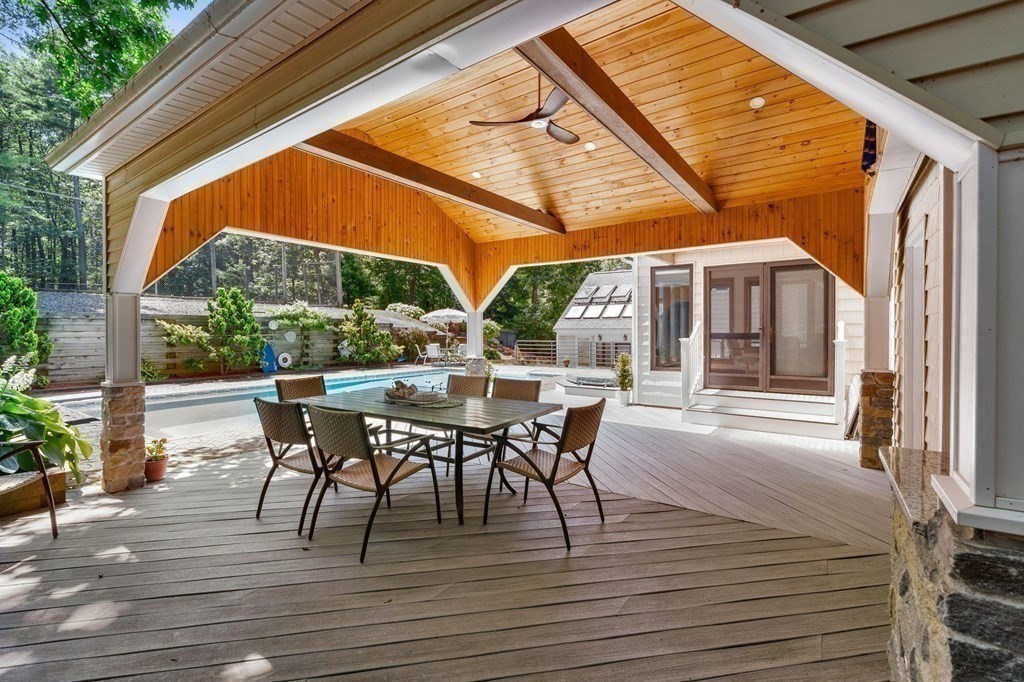 27 Rutgers Road Andover, MA 01810 - Photo 3 of 42 a view of a patio with table and chairs and wooden floor