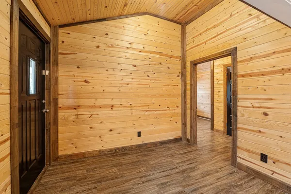 a view of a wooden door