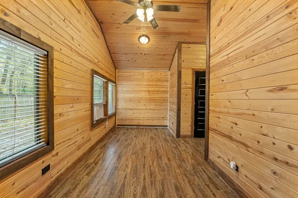 a view of a wooden door