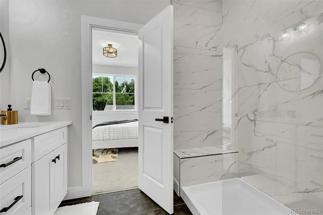 a view of a room with racks on the wall