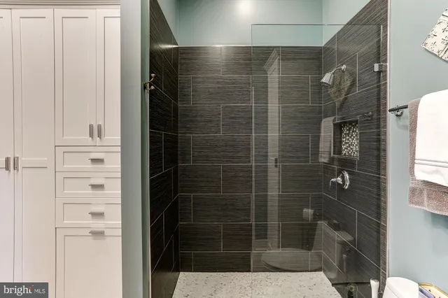 a bathroom with a shower