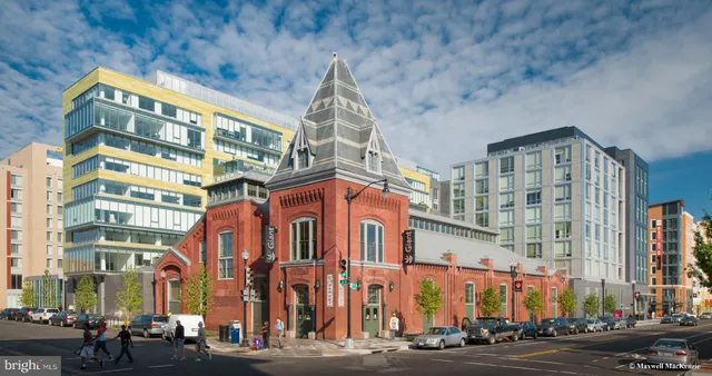 a view of a building with a street