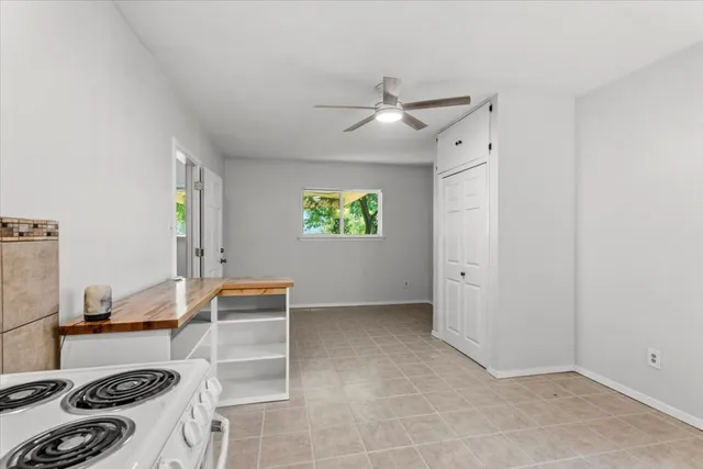 a view of a livingroom with a window