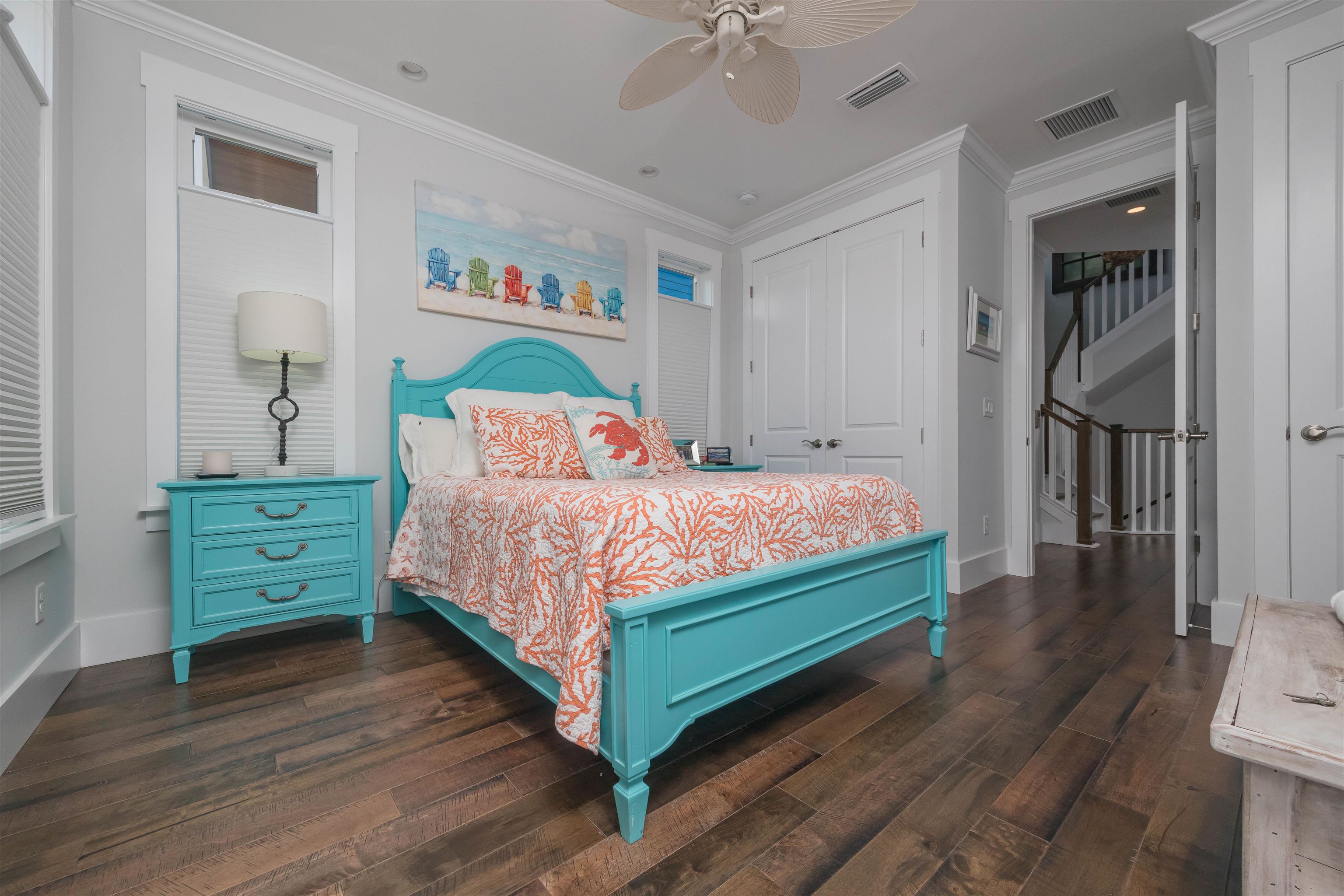 10 5th Street St. Augustine Beach, FL 32080 - Photo 37 of 49 a bedroom with a bed and wooden floor