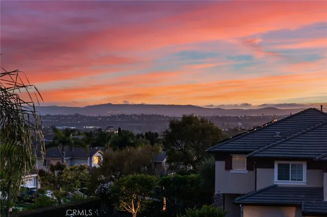 a view of a city with sunset view