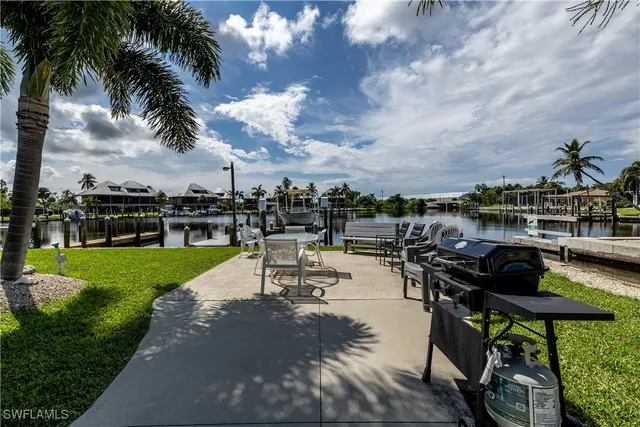 a view of a lake with outdoor space