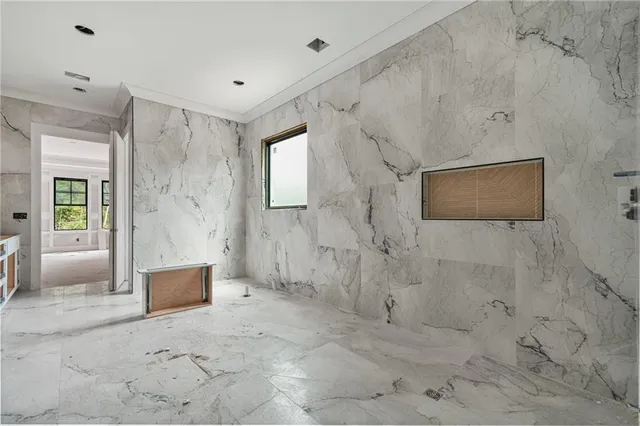 a bathroom with a bathtub