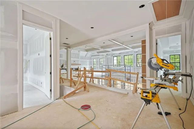 an empty room with windows