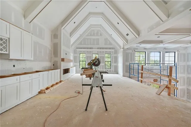 an empty room with windows