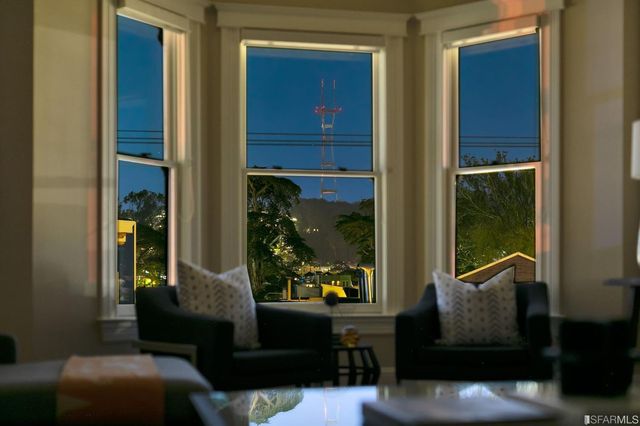 a view of a balcony with couch