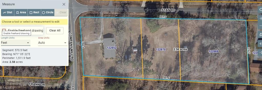 6603 Company Mill Road Climax, NC 27233 - Photo 24 of 24 This is a print out from the Guilford County Tax site showing the 3 lots that are at the corner of Company Mill and Stan Rd. They are all included with the sale of the home and combine to be approximately 2.58 acres.