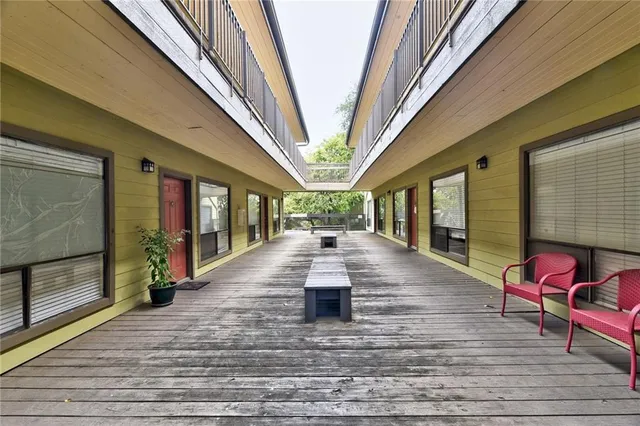 a view of outdoor space with seating