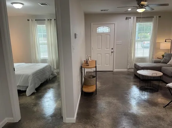 a living room with furniture