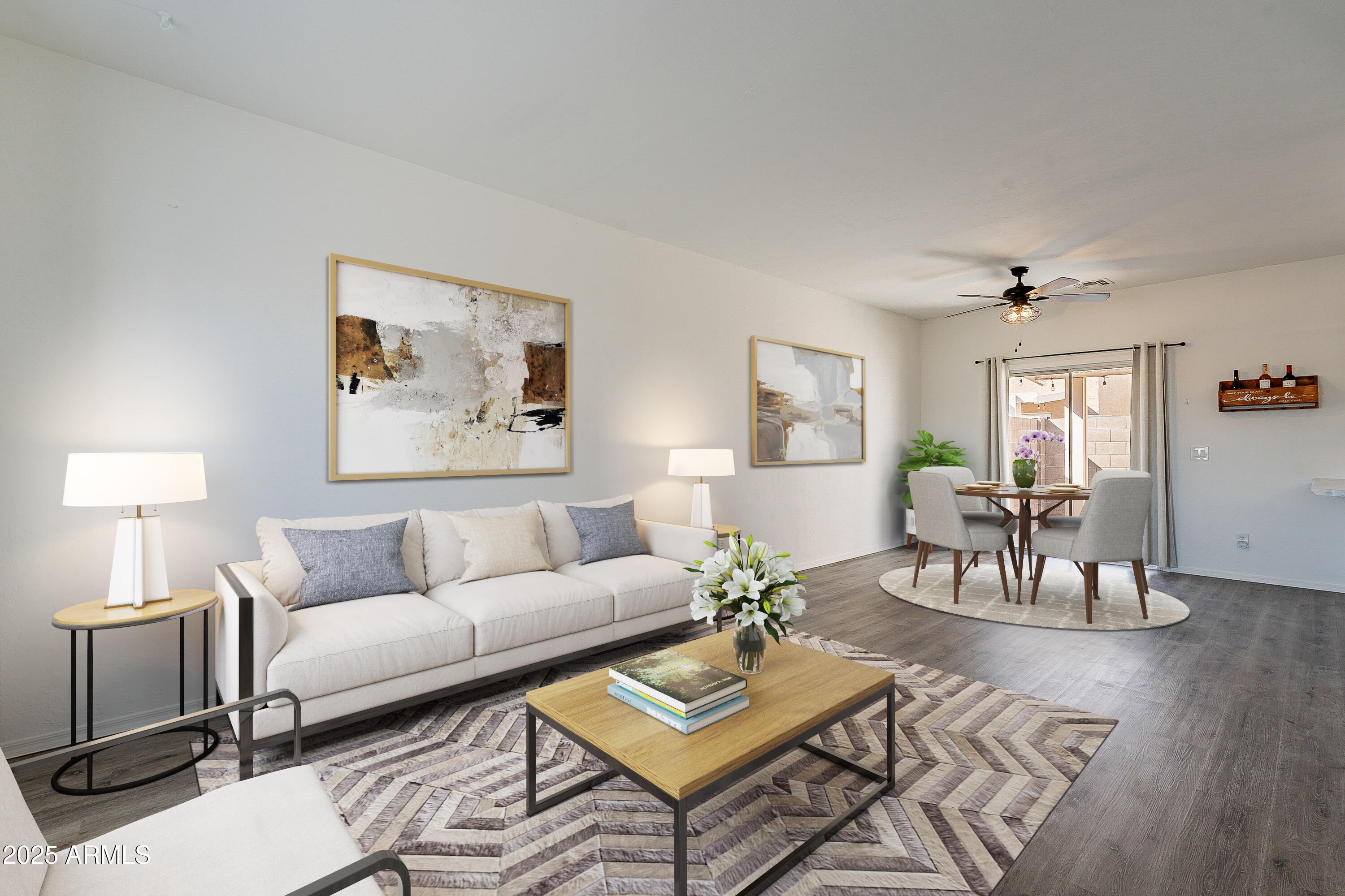2300 East Magma Road, Unit 160 San Tan Valley, AZ 85143 - Photo 3 of 44 a living room with furniture and wooden floor