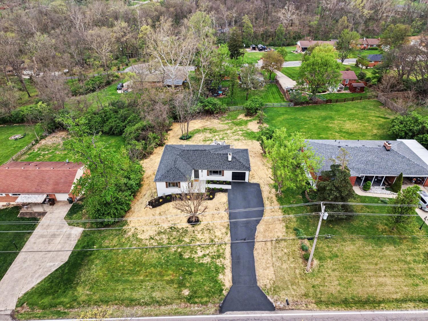 7230 Barret Road West Chester, OH 45069 - Photo 37 of 50 Aerial views of front of home. All that straw will have fresh grass under it soon!