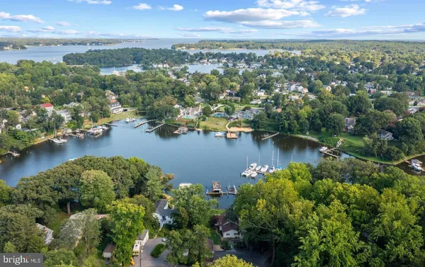 a view of a lake with houses