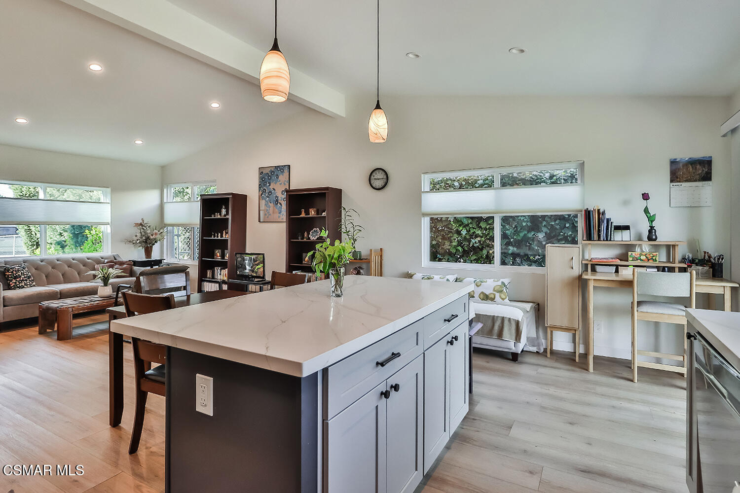 775 Ashland Avenue Simi Valley, CA 93065 - Photo 16 of 36 a large kitchen with a table chairs and flat screen tv