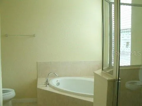 a bathroom with a bathtub