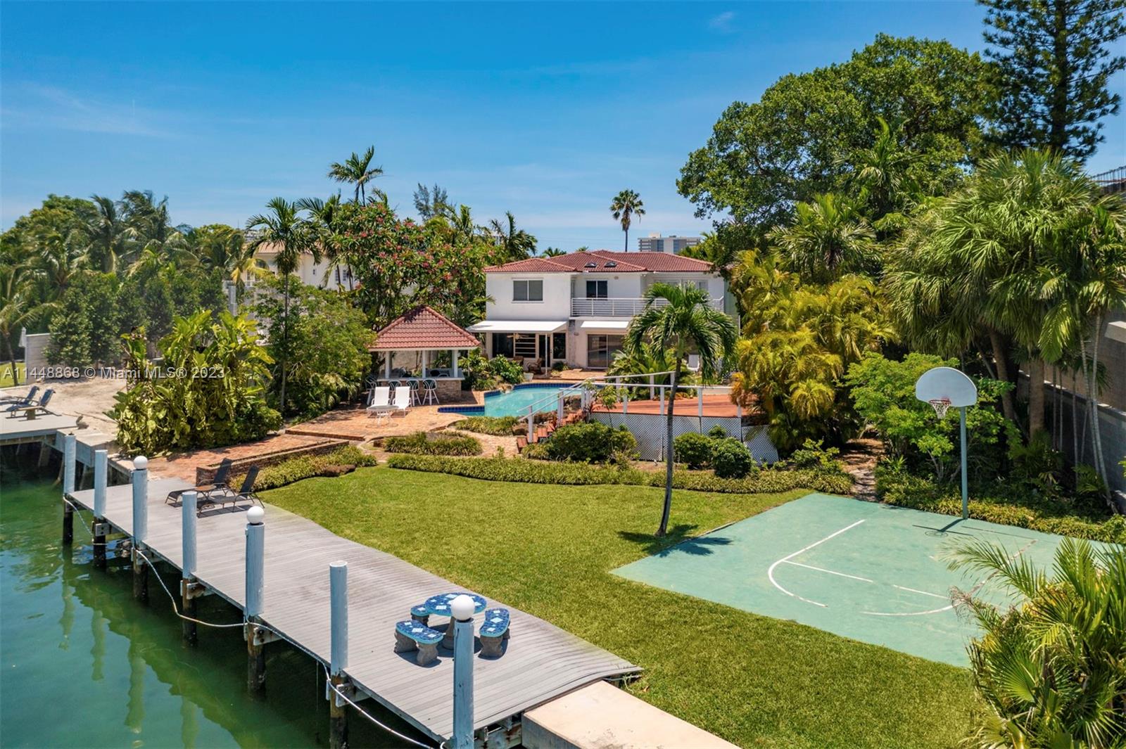9224 Bay Drive Surfside, FL 33154 - Photo 6 of 11 a view of a house with swimming pool and sitting area