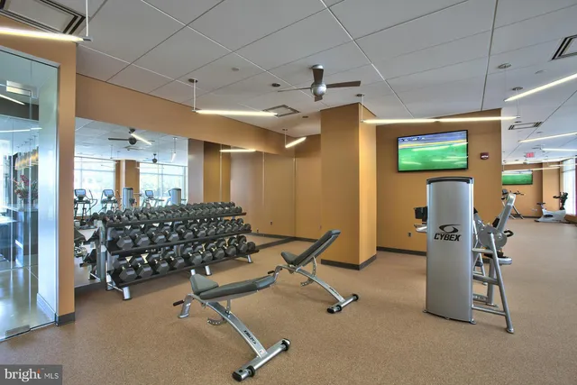 a room with gym equipment