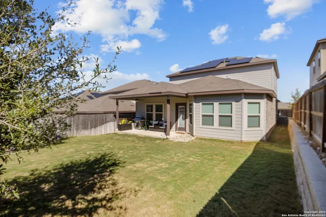 an outdoor space with seating