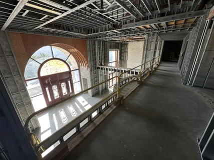 a view of a terrace with a bench