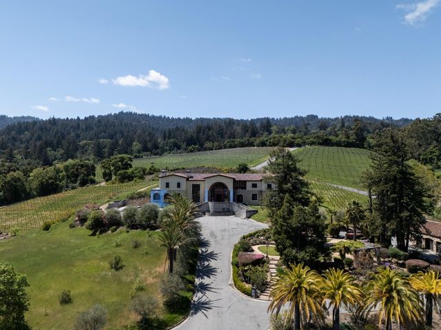 a view of a lake with a mountain in the background