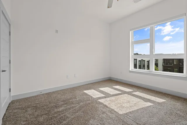 an empty room with a workbench