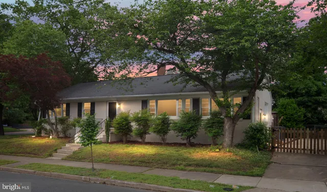 a view of a house with a tree in front of it