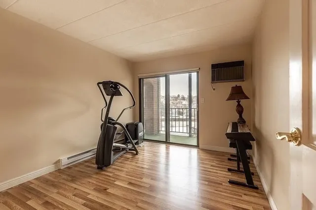 a view of a room with gym equipment