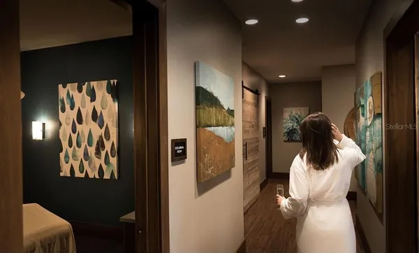 a view of a lake with houses with outdoor space