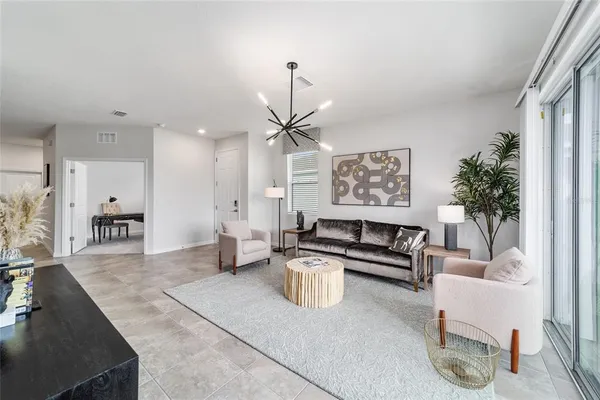 a living room with furniture