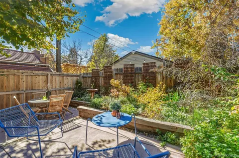 an aerial view of a house with outdoor space
