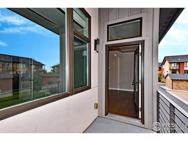 a view of a balcony from door