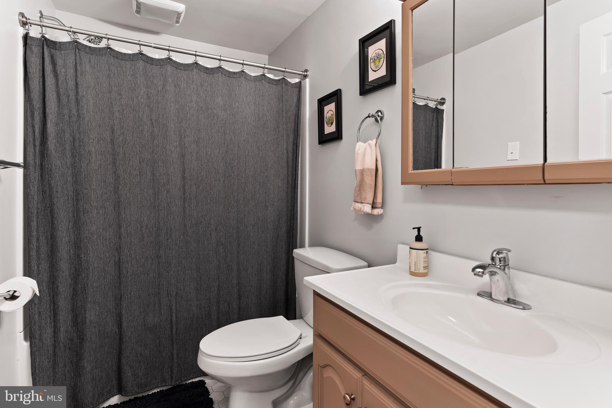 539 West Cumberland Road Enola, PA 17025 - Photo 22 of 26 a bathroom with a sink a toilet and shower curtain