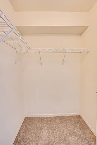 a view of a room with racks on the wall