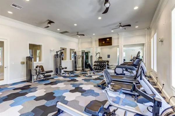 a view of a room with gym equipment