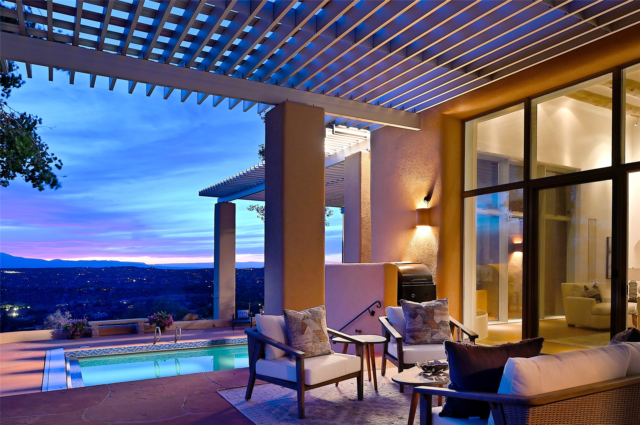 Western view from living room , outdoor portal , and pool