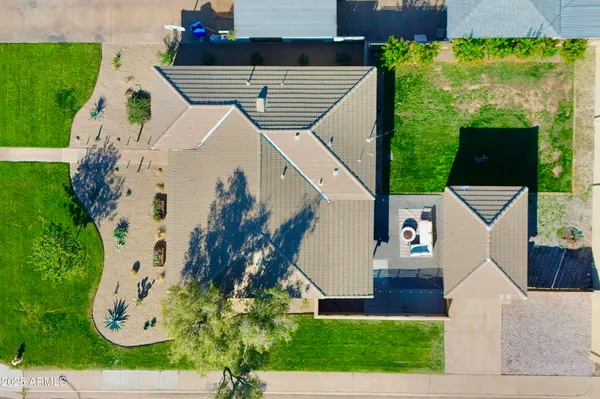 an aerial view of a house
