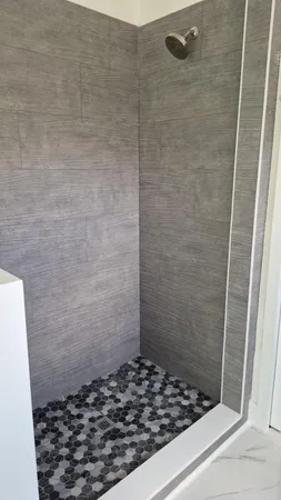 a bathroom with a shower