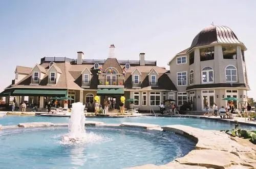 a view of a lake with a outdoor space