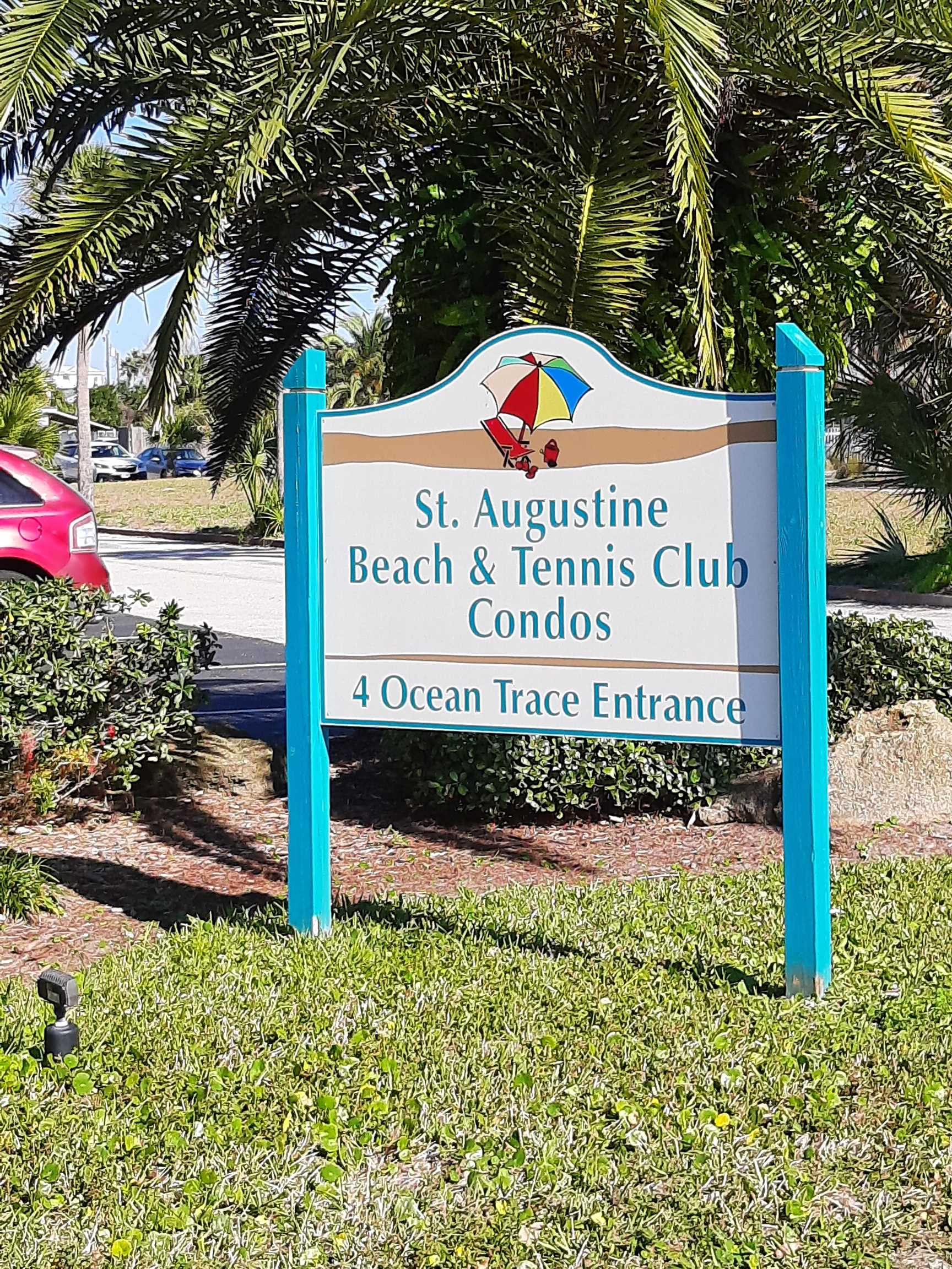 4 Ocean Trace Road, Unit 5 St. Augustine, FL 32080 - Photo 4 of 35 a sign on the side of a road