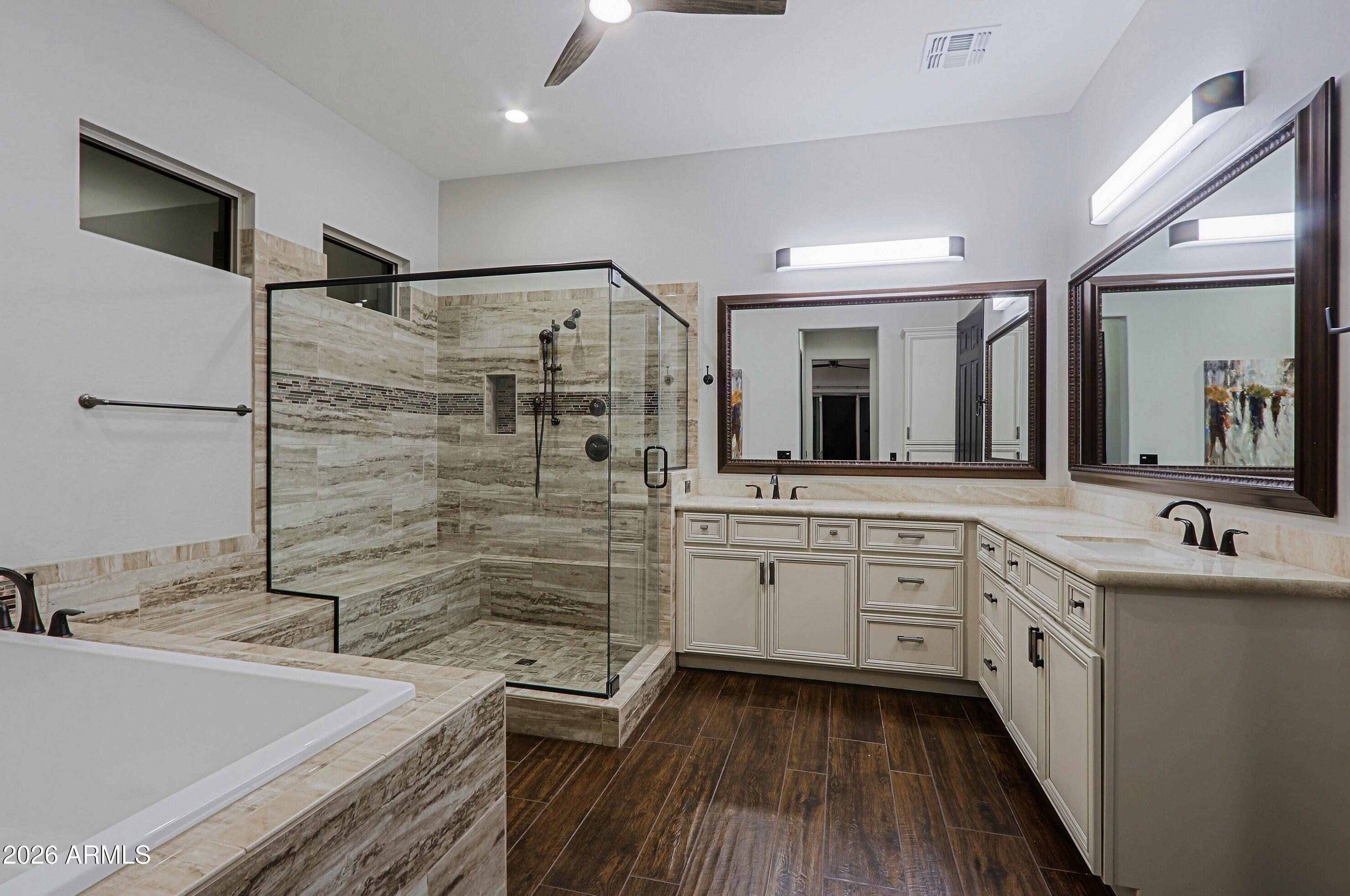 17623 East Fort Verde Road Rio Verde, AZ 85263 - Photo 29 of 57 a spacious bathroom with a granite countertop sink mirror and bathtub