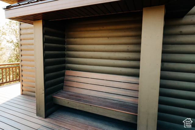 985 Russell Road Hatch, UT 84735 - Photo 4 of 30 Exterior view of a sauna / steam room and faux log siding
